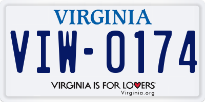 VA license plate VIW0174