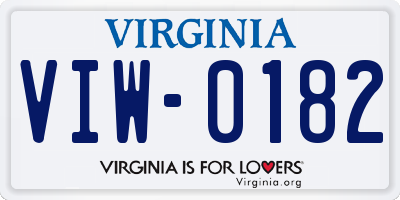 VA license plate VIW0182