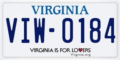 VA license plate VIW0184