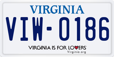 VA license plate VIW0186