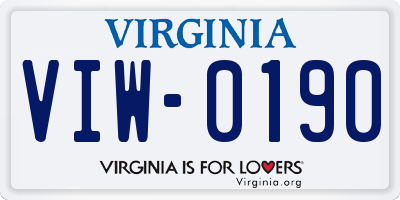 VA license plate VIW0190