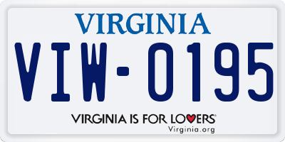 VA license plate VIW0195