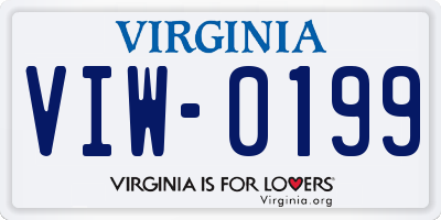 VA license plate VIW0199