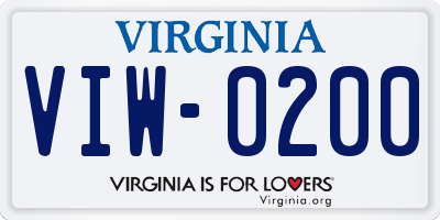 VA license plate VIW0200