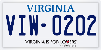 VA license plate VIW0202