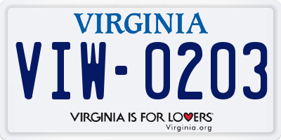VA license plate VIW0203