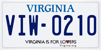 VA license plate VIW0210
