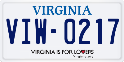 VA license plate VIW0217