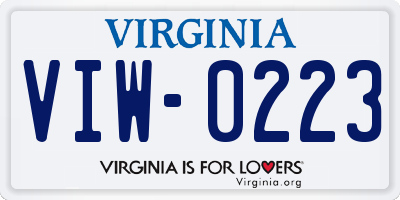 VA license plate VIW0223