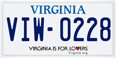 VA license plate VIW0228
