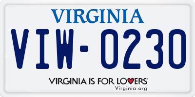 VA license plate VIW0230