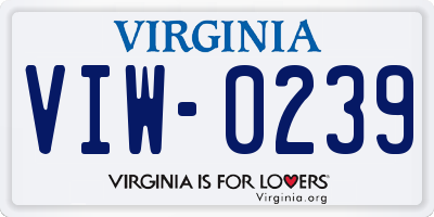 VA license plate VIW0239