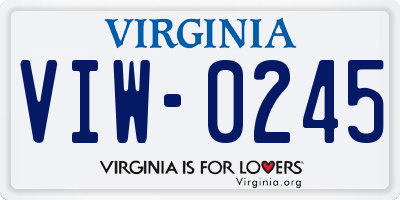 VA license plate VIW0245