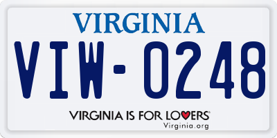 VA license plate VIW0248