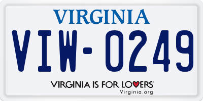 VA license plate VIW0249
