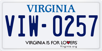 VA license plate VIW0257