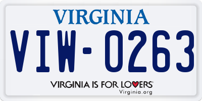 VA license plate VIW0263