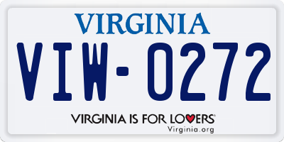 VA license plate VIW0272