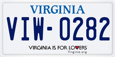 VA license plate VIW0282