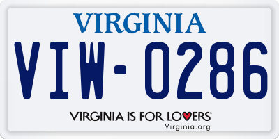 VA license plate VIW0286