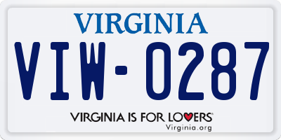 VA license plate VIW0287