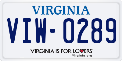 VA license plate VIW0289