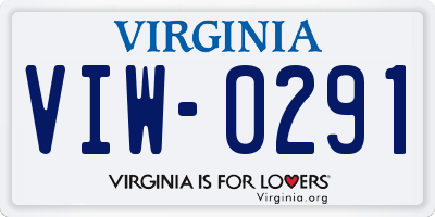 VA license plate VIW0291