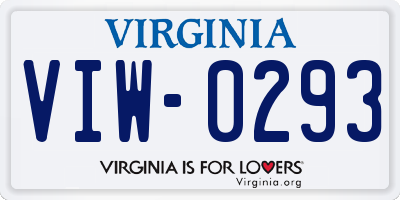 VA license plate VIW0293