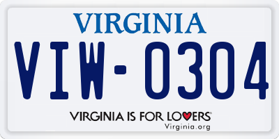 VA license plate VIW0304