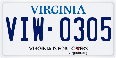 VA license plate VIW0305