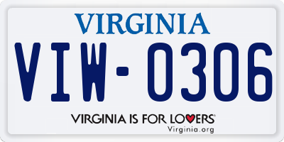 VA license plate VIW0306