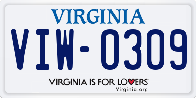 VA license plate VIW0309