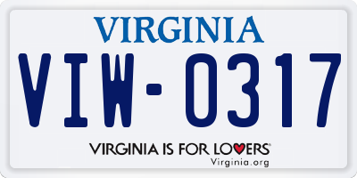 VA license plate VIW0317