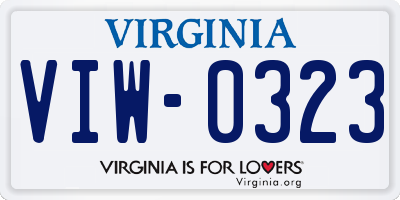 VA license plate VIW0323