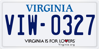 VA license plate VIW0327