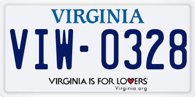 VA license plate VIW0328