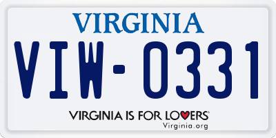 VA license plate VIW0331