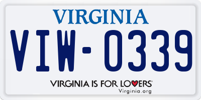 VA license plate VIW0339