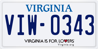 VA license plate VIW0343
