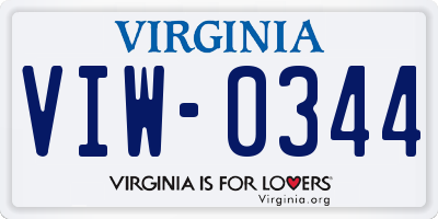VA license plate VIW0344