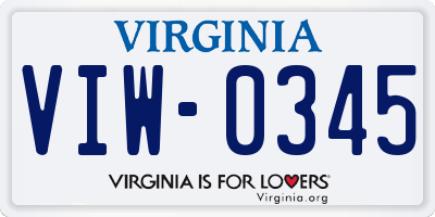 VA license plate VIW0345