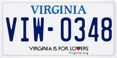 VA license plate VIW0348