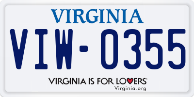 VA license plate VIW0355