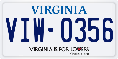 VA license plate VIW0356