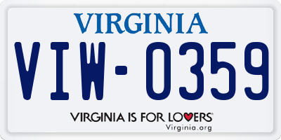 VA license plate VIW0359
