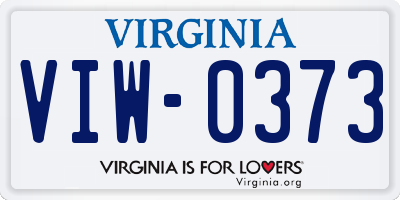 VA license plate VIW0373