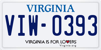 VA license plate VIW0393