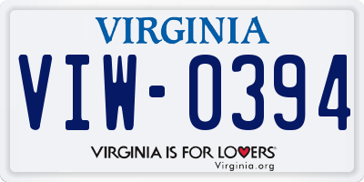 VA license plate VIW0394