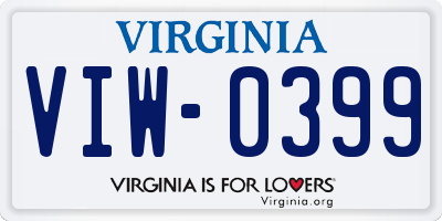 VA license plate VIW0399