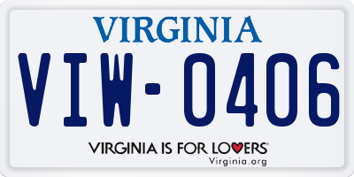 VA license plate VIW0406